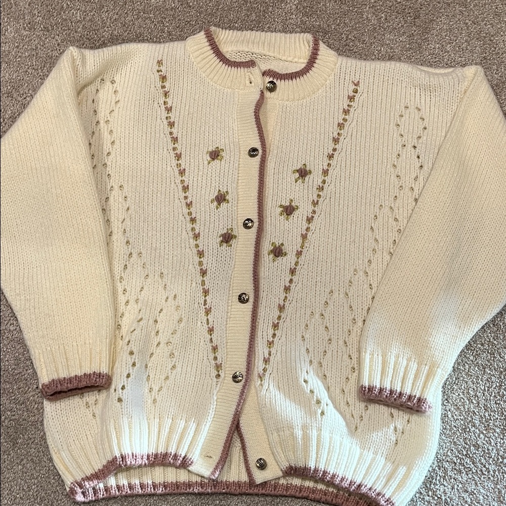Women's Cream Cardigan Sweater